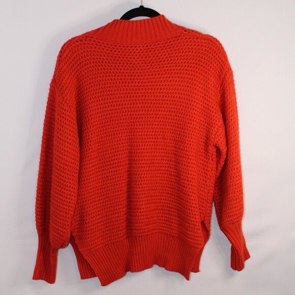 Womens orange chunky knit long-sleeve mock turtleneck ribbed hem and cuff XL - Picture 7 of 9